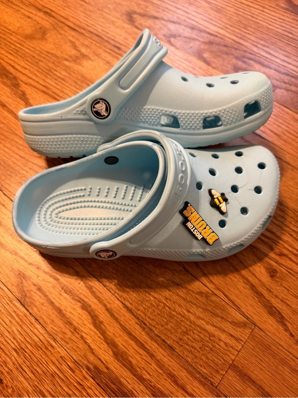 CROCS Kids Light Blue Classic Clogs with Bee Charm